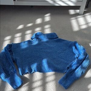 Blue Ribbed Women's Sweater